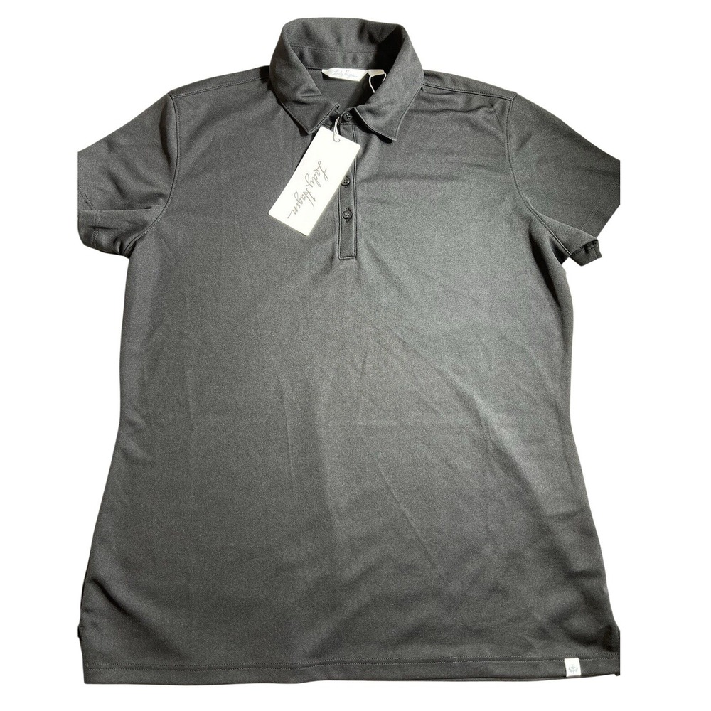 Lady Hagen‎ Womens Pique Short Sleeve Polo Shirt Black WGH11401 Medium NWT